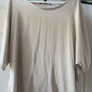 White House Black Market Cream Dolman Top Large Scoop Neck, Shiny front